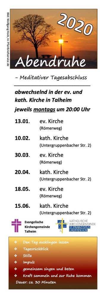 Abendruhe in Talheim Flyer: R. Probst